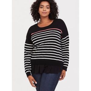 Torrid Black Coral White Stripe 2Fer Sweater 3X